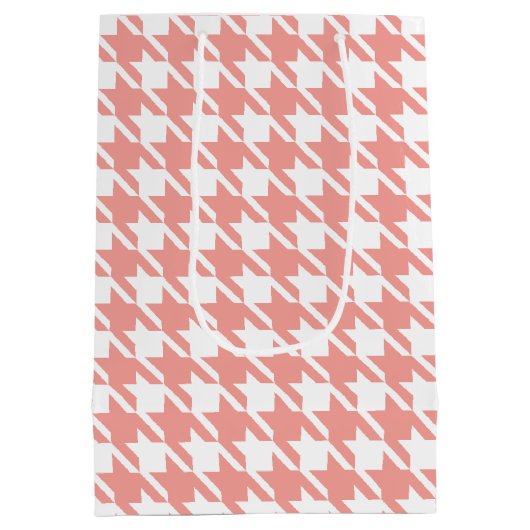Zachte Roze Houndstooth Gift Bag Medium Cadeauzakje (Achterkant)