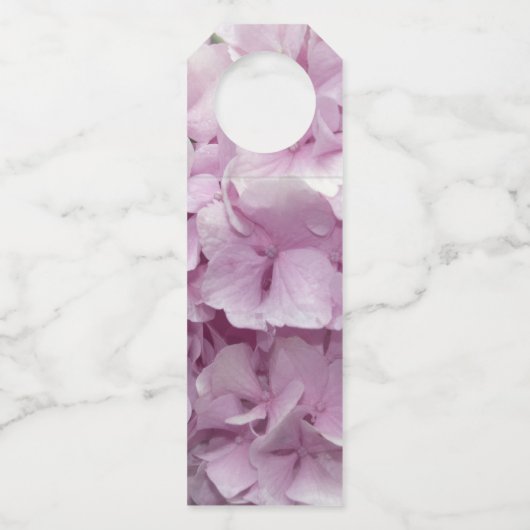 Zachte Roze hydrangea Flowers Weddenschap Flessenhanger (Achterkant)