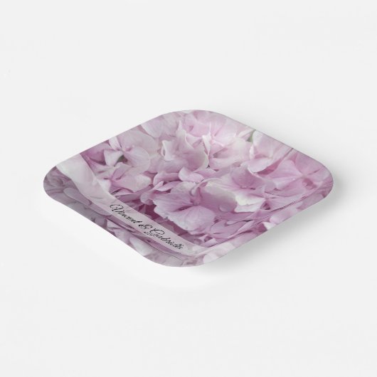 Zachte Roze hydrangea Flowers Weddenschap Papieren Bordje (Gebogen)