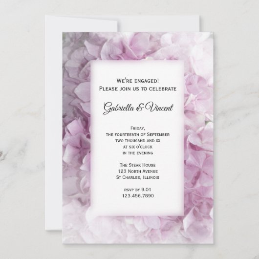 Zachte roze hydrangea-verbintenis kaart (Voorkant)