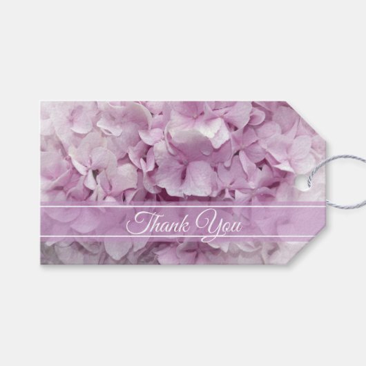 Zachte Roze Hydrangea Wedding Favor Labels Cadeaulabel (Voorkant (Horizontaal))
