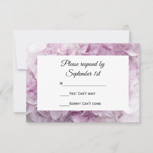 Zachte Roze hydrangea Wedding RSVP Response Kaart (Voorkant)