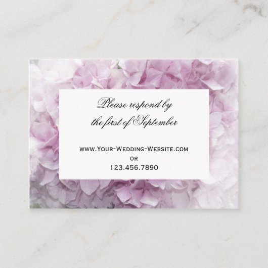 Zachte Roze hydrangea Wedding RSVP Response Kaart (Voorkant)