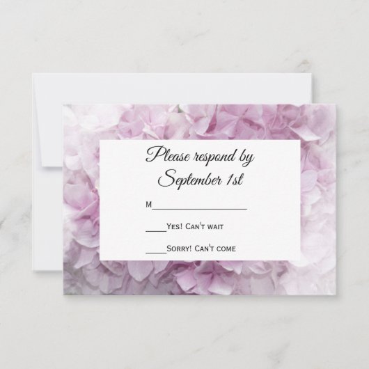 Zachte Roze hydrangea Wedding RSVP Response Kaart (Voorkant)