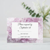 Zachte Roze hydrangea Wedding RSVP Response Kaart (Staand voorkant)
