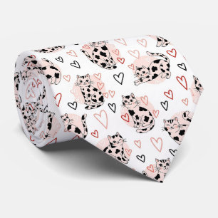 Zachte Roze Kawaii Katten & Harten Patroon (4) Stropdas