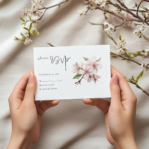 Zachte roze kersenbloesem bloem bruiloft rsvp kaar kaartje