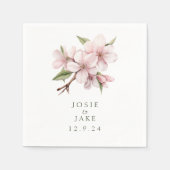 Zachte roze kersenbloesem bloem bruiloft servet (Voorkant)