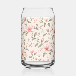 Zachte Roze Kersenbloesem Bloemige Naadloos Patroo Blikvorm Glas