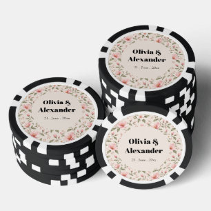Zachte Roze Kersenbloesem Bloemige Naadloos Patroo Poker Chips