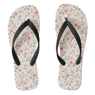 Zachte Roze Kersenbloesem Bloemige Naadloos Patroo Teenslippers