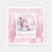 Zachte Roze Kerstmis Kerst Scene Servetten Kindere (Voorkant)
