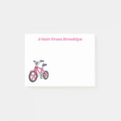 Zachte roze kinderfiets cartoon illustratie post-it® notes (Voorkant)