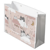 Zachte Roze Kitten Patroon Groot Cadeauzakje (Voorkant Gekanteld)