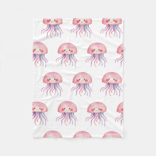 Zachte Roze Kwallen Fleece Deken (Voorkant)