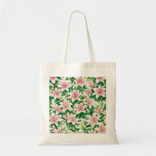 Zachte Roze Lelie Bloemmotief Tote Bag