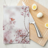 Zachte Roze Lente Bloesems, Minimaal Bloemmotief Theedoek (Quarter Fold)