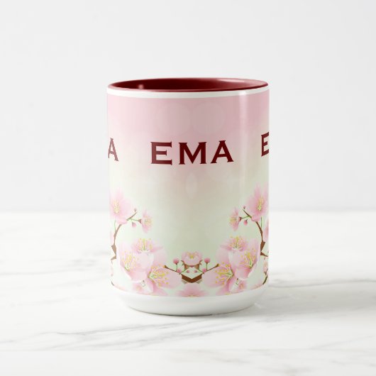 Zachte roze lente kersenbloesem illustratie mok (Midden)