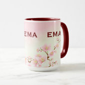 Zachte roze lente kersenbloesem illustratie mok (Voorkant rechts)