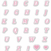 Zachte roze letters | Monogram alfabet in Baby roz Sticker (Voorkant)
