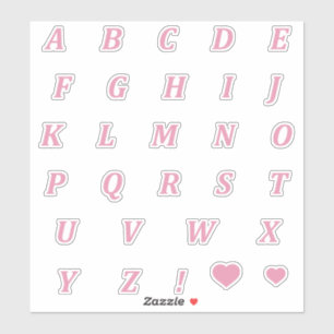 Zachte roze letters   Monogram alfabet in Baby roz Sticker