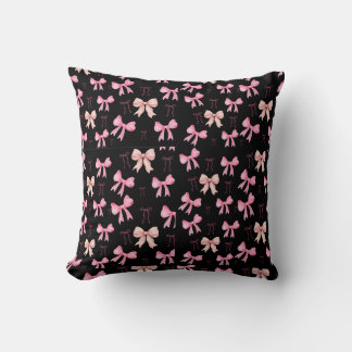 Zachte Roze Lint Boog Patroon Decorative Worp Kuss Kussen