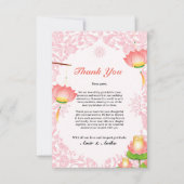 Zachte Roze Lotus Lantaarns Indische Geïnspireerde Bedankkaart (Voorkant)