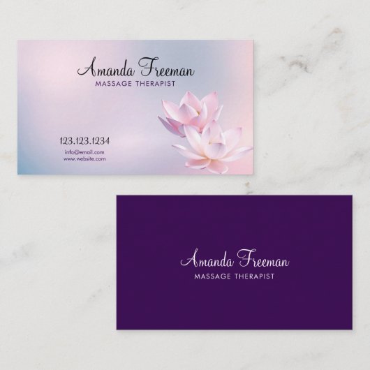 Zachte Roze Lotus Serene Gradient Massage Therapie Visitekaartje (Voorkant / Achterkant)