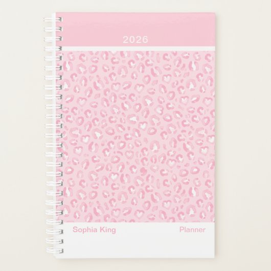 Zachte Roze Luipaard Modern Planner (Voorkant)