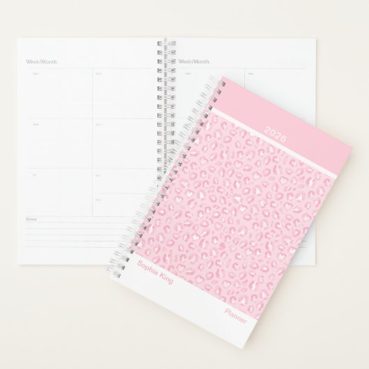 Zachte Roze Luipaard Modern Planner (Display)