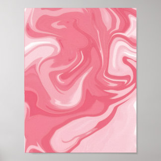 Zachte Roze Marmer Vloeibare Vloeistof Kunst Patro Poster