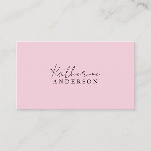 Zachte Roze Minimalist Visitekaartje (Voorkant)