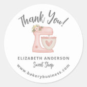 Zachte Roze Mixer Bakkerij Bedankt Sticker (Voorkant)