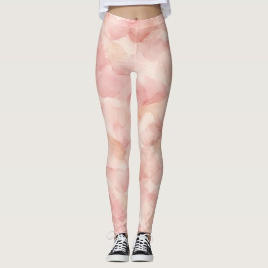 Zachte Roze Moderne Abstracte Ontwerp Patroon Leggings (Voorkant)