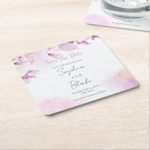 Zachte Roze Moderne Boho Bloemen Bladeren Bewaar d Kartonnen Onderzetters