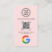 Zachte Roze Moderne QR Code Google Review Visitekaartje (Voorkant)