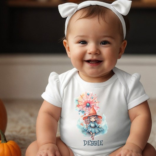 Zachte Roze Mooie Heks Waterverf Halloween Romper