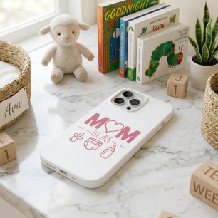 Zachte Roze Nieuwe Moeder Eerste Jaar Baby Pictogr iPhone 13 Pro Max Hoesje