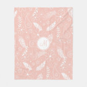 Zachte roze of ENIGE kleurenkorrelboho veren bloem Fleece Deken (Voorkant)
