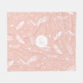 Zachte roze of ENIGE kleurenkorrelboho veren bloem Fleece Deken (Voorkant (Horizontaal))