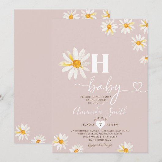 Zachte Roze Oh Baby Madeliefjes Bloemen Boho Baby  Kaart (Voorkant / Achterkant)