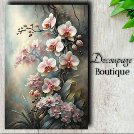 Zachte Roze Orchidee Cascade Elegantie Decoupage Tissuepapier