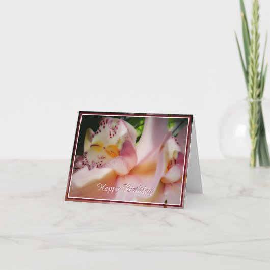 Zachte roze orchidee kaart (Voorkant)