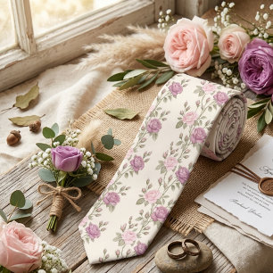 Zachte Roze Pastel Roos Bloemig Stropdas