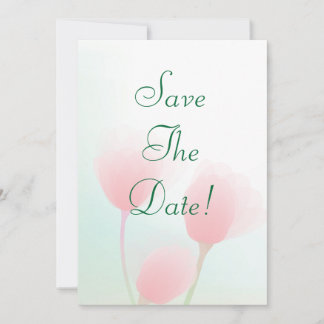 Zachte Roze Pastel Tulpen Trouw Save The Date Kaart