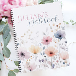 Zachte Roze Pastel Waterverf Wilde Bloem Notitieboek