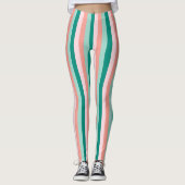 Zachte roze peach Amber Yucca en Arbor Green Pinst Leggings (Voorkant)