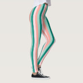 Zachte roze peach Amber Yucca en Arbor Green Pinst Leggings (Rechts)