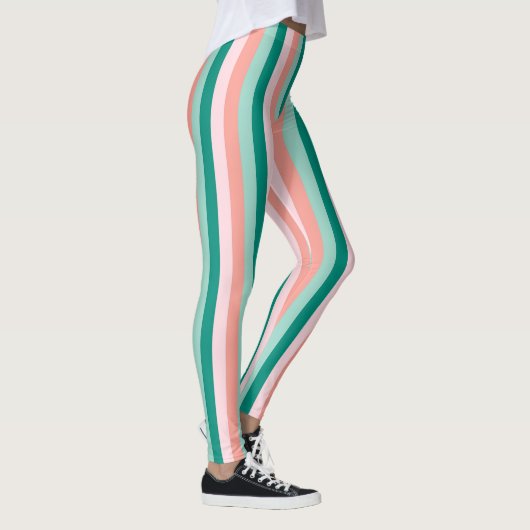 Zachte roze peach Amber Yucca en Arbor Green Pinst Leggings (Rechts)