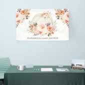 Zachte Roze Perzik Herfst Bloemige Pompoen Baby Sh Spandoek (Beurs)